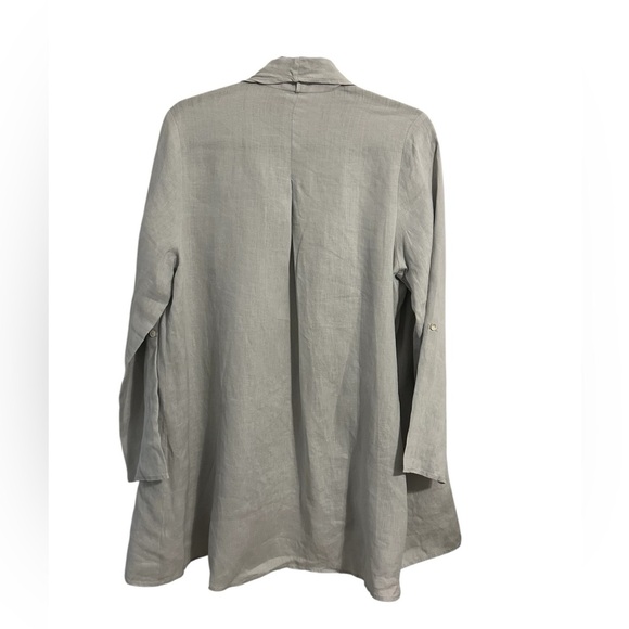 Saks Fifth Avenue 100% Linen Light Gray Women's Open Front Waterfall Cardigan S - Picture 5 of 10